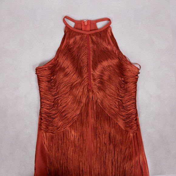 ✨ STUNNING! Bronze Iridescent Fringe Bodycon Dress - Picture 6 of 13